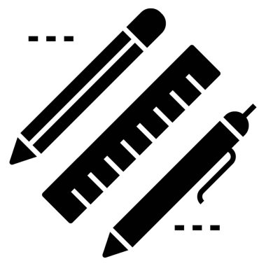 Ölçekli kalem, kırtasiye aracı simgesi.