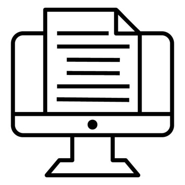 Monitör ün içindeki belge, çevrimiçi belge simgesi.