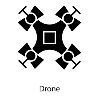 Quadcopter helikopter, glyph tasarım drone simgesi 