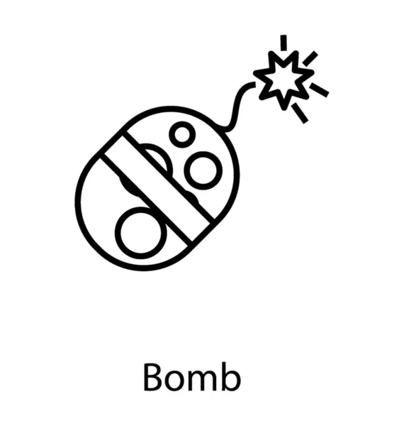 Explosif Icône Ligne Bombe — Image vectorielle