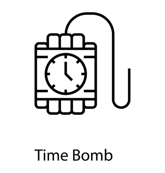 Explosivo Icono Línea Bomba Tiempo — Vector de stock