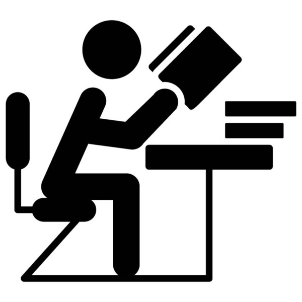 Icon of reader in solid design.