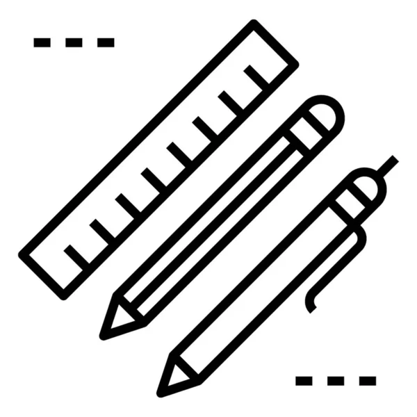 铅笔与规模 文具工具图标 — 图库矢量图片