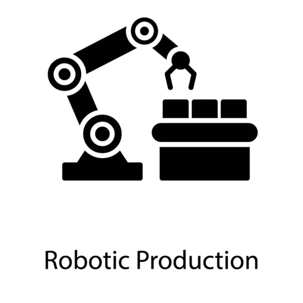 Tecnologia Produzione Icona Produzione Robotica Nel Vettore Solido — Vettoriale Stock