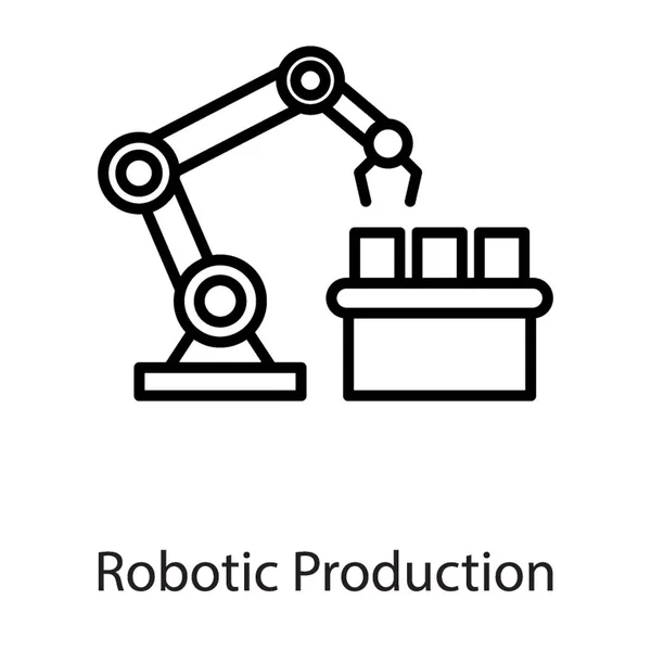 Tecnologia Produzione Icona Produzione Robotica Linea Vettoriale — Vettoriale Stock