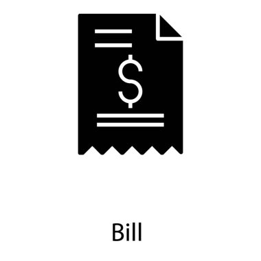 Alışveriş makbuzu, glyph tasarım fatura simgesi 