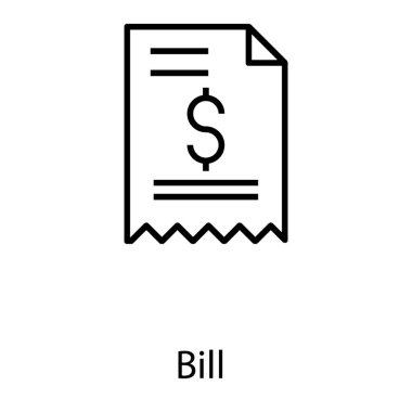 Alışveriş makbuzu, satır tasarımının fatura simgesi 