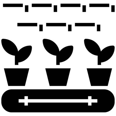 Saksı bitkisinin glyph tasarım simgesi. 