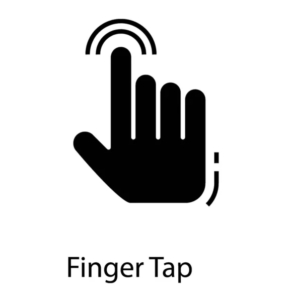 インタラクティビティソリッドアイコンデザインを表す指タッチ — ストックベクタ