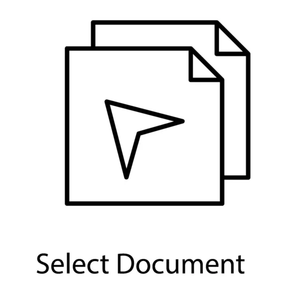 Flèche Sur Dossier Conception Ligne Icône Sélection Fichier — Image vectorielle