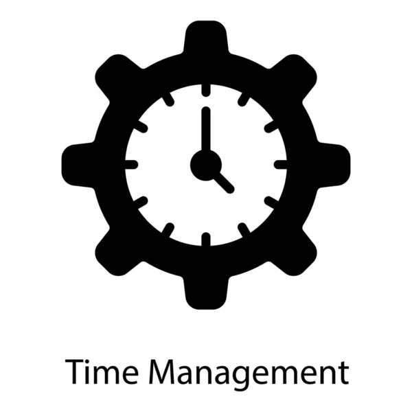 Time Management Gear Glyph Ikon — Stock vektor