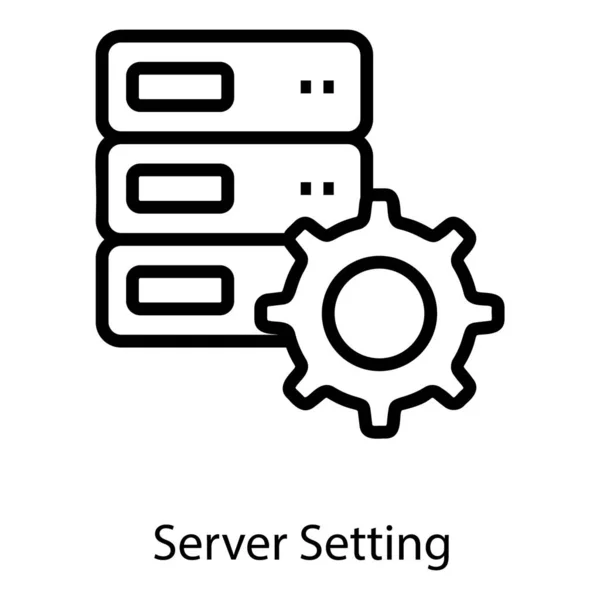 Ikon Pengaturan Server Data Dalam Desain Baris - Stok Vektor