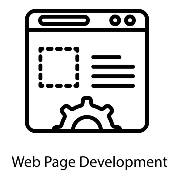 Design Linha Ícone Configuração Página Web — Vetor de Stock