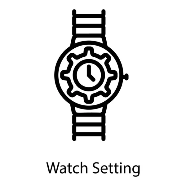 Wrist Watch Setting Icon Line Design — Stock Vector