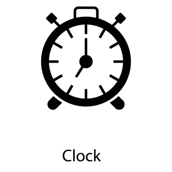 Icono Reloj Despertador Diseño Glifo — Vector de stock
