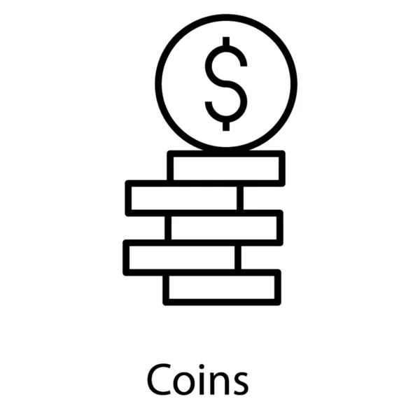 Assets Coins Line Icon — Stock Vector