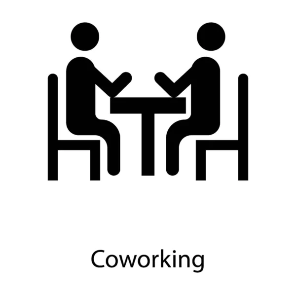 Coworking Dans Conception Icônes Glyphe — Image vectorielle