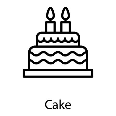 Doğum günü pastası çizgi simgesi tasarımı