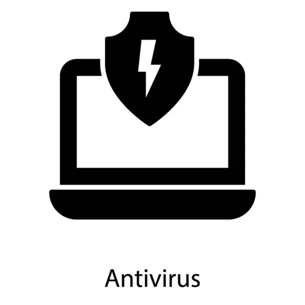 Icône Sécurité Ordinateur Portable Dans Conception Glyphe — Image vectorielle