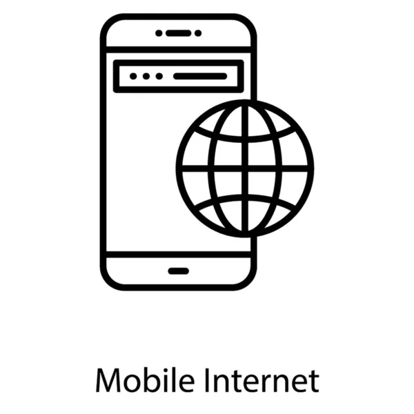 Icona Mobile Internet Linea — Vettoriale Stock