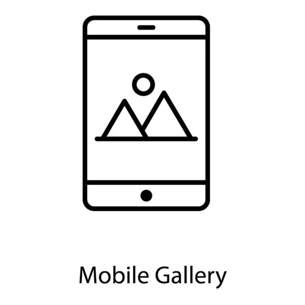 Mobile Gallery Icon Line — Stock Vector