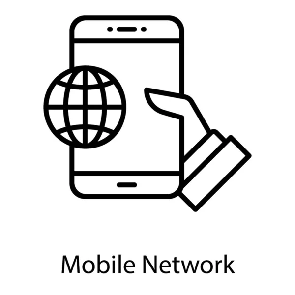 App Mobile Internet Linea Icona — Vettoriale Stock