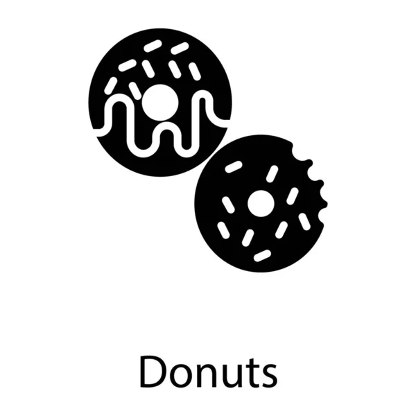 Vetor Donut Chocolate Design Sólido — Vetor de Stock