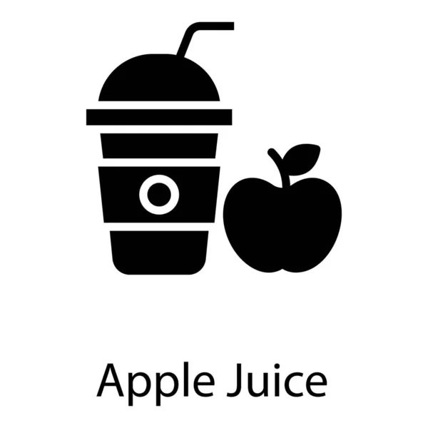 Apple Juice Vector Solide Ontwerp — Stockvector
