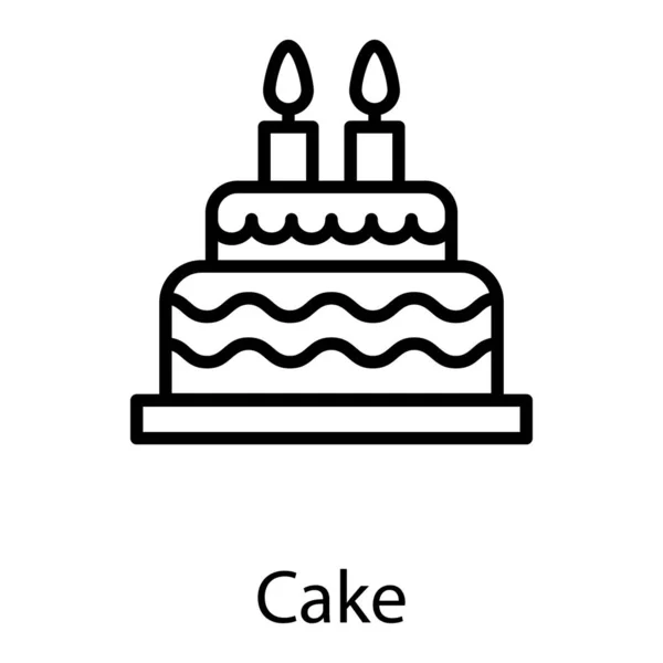 Liniensymbol Design Der Geburtstagstorte — Stockvektor