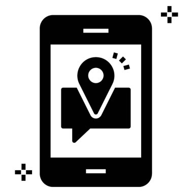 Mobil, çevrimiçi konum simgesinin içindeki konum işaretçisi.