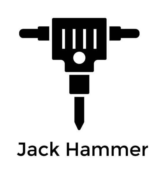 Ícone Jackhammer Design Sólido — Vetor de Stock