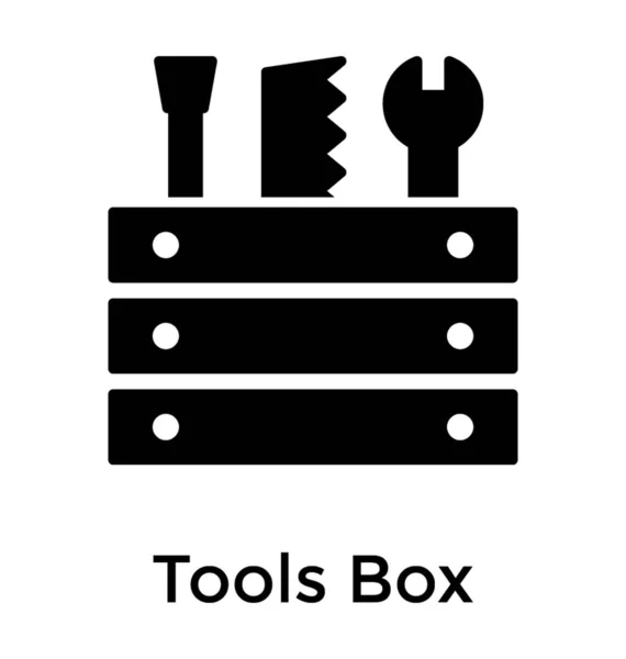 Boîte Outils Icône Design Glyphe — Image vectorielle