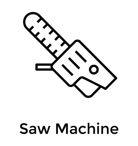 Saw Machine Carpentry Tool Icon Line Design — Stock Vector