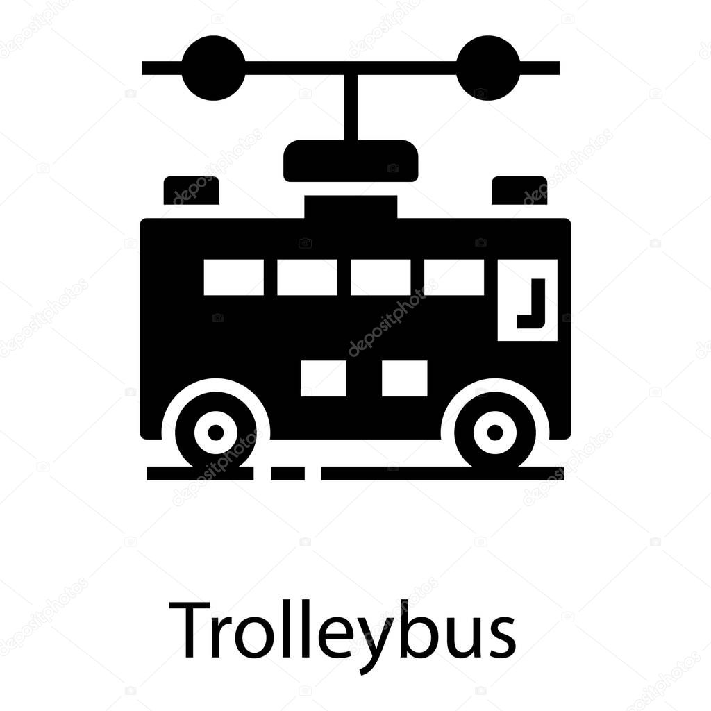 Solid trolleybus transport vector design 