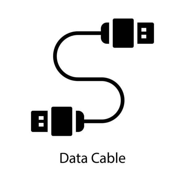 Usb Buchse Kabel Symbol Solidem Design — Stockvektor