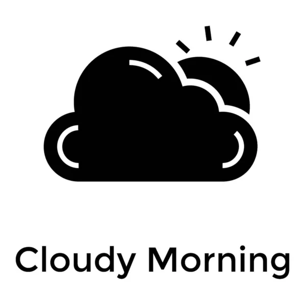 固体デザインの曇りの朝のアイコン — ストックベクタ