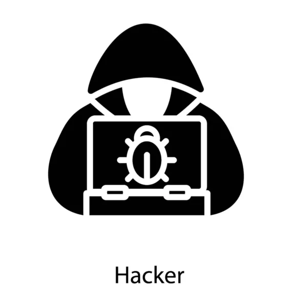 Glyf Návrh Ikony Hackera — Stockový vektor