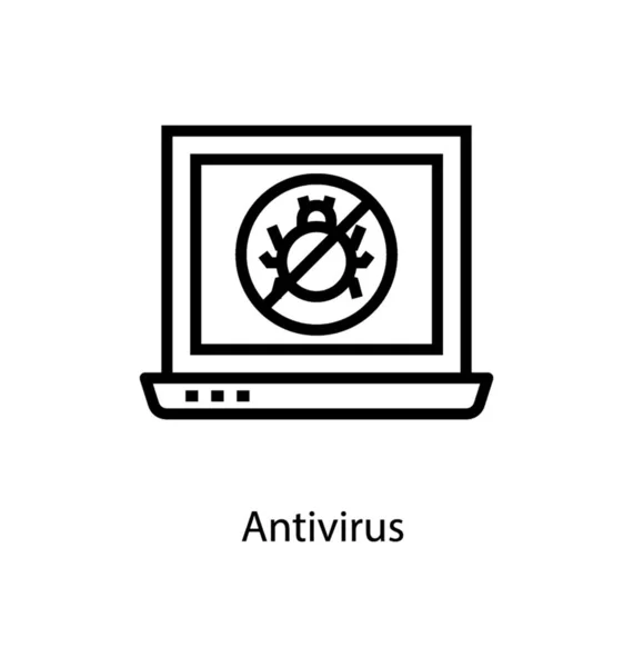 Icône Antivirus Dans Conception Ligne — Image vectorielle