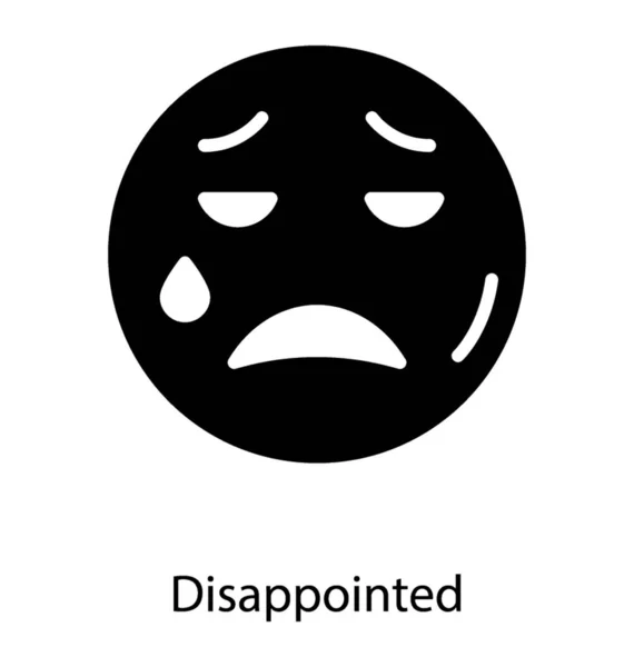 Emoji Kecewa Dalam Ikon Glif - Stok Vektor