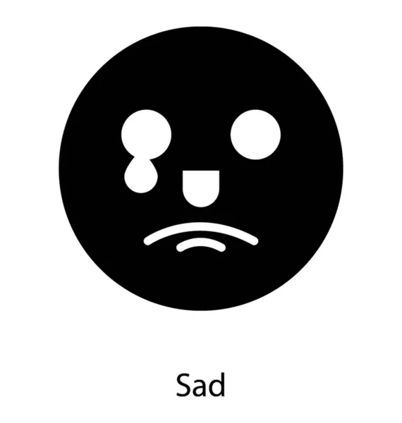 Huilen Emoji Glyph Pictogram — Stockvector