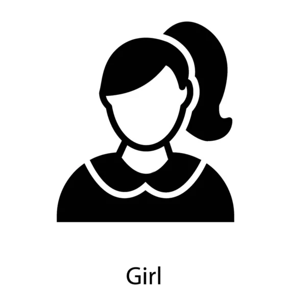 Chica Adolescente Icono Diseño Sólido Vector — Vector de stock