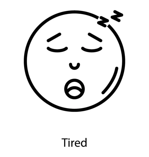 Vetor Linha Design Ícone Emotag Adormecido —  Vetores de Stock