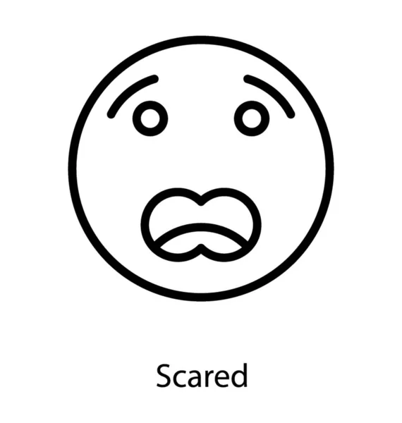 Scared face emoji. Worried, confused. Scary, tense. Drawing by hand, with  marker pen, brush. Irregular shapes. Isolated on white background. Emoticon  expression design illustration. Illustration Stock