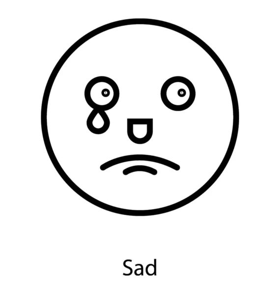 Huilen Emoji Lijn Icoon — Stockvector