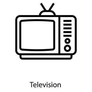 Retro tv simge çizgi vektör tasarımı