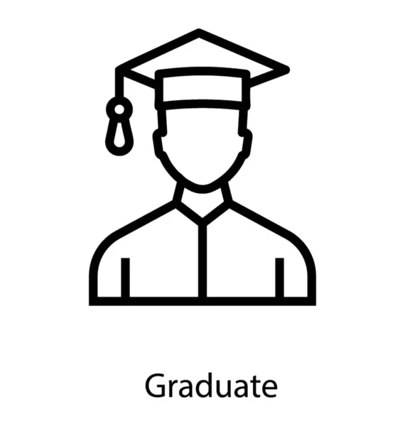 Diseño Icono Graduado Masculino Línea Vector — Vector de stock