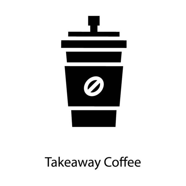 Takeaway Kaffekopp Ikon Glyph Design — Stock vektor