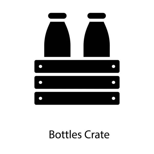 Caja Botellas Vector Glifo — Vector de stock
