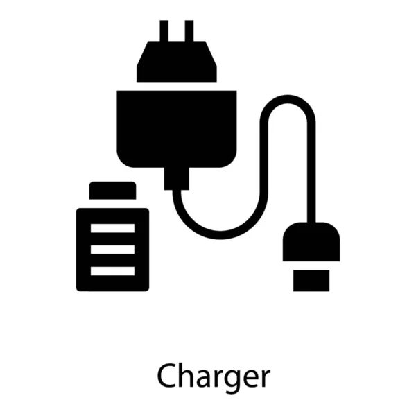 ソリッドデザインの充電器アイコン — ストックベクタ