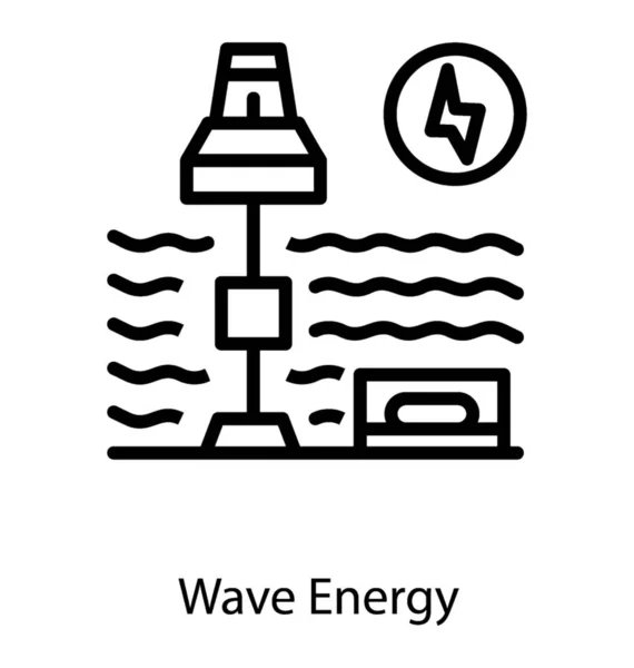 Estación Energía Onda Diseño Línea — Vector de stock